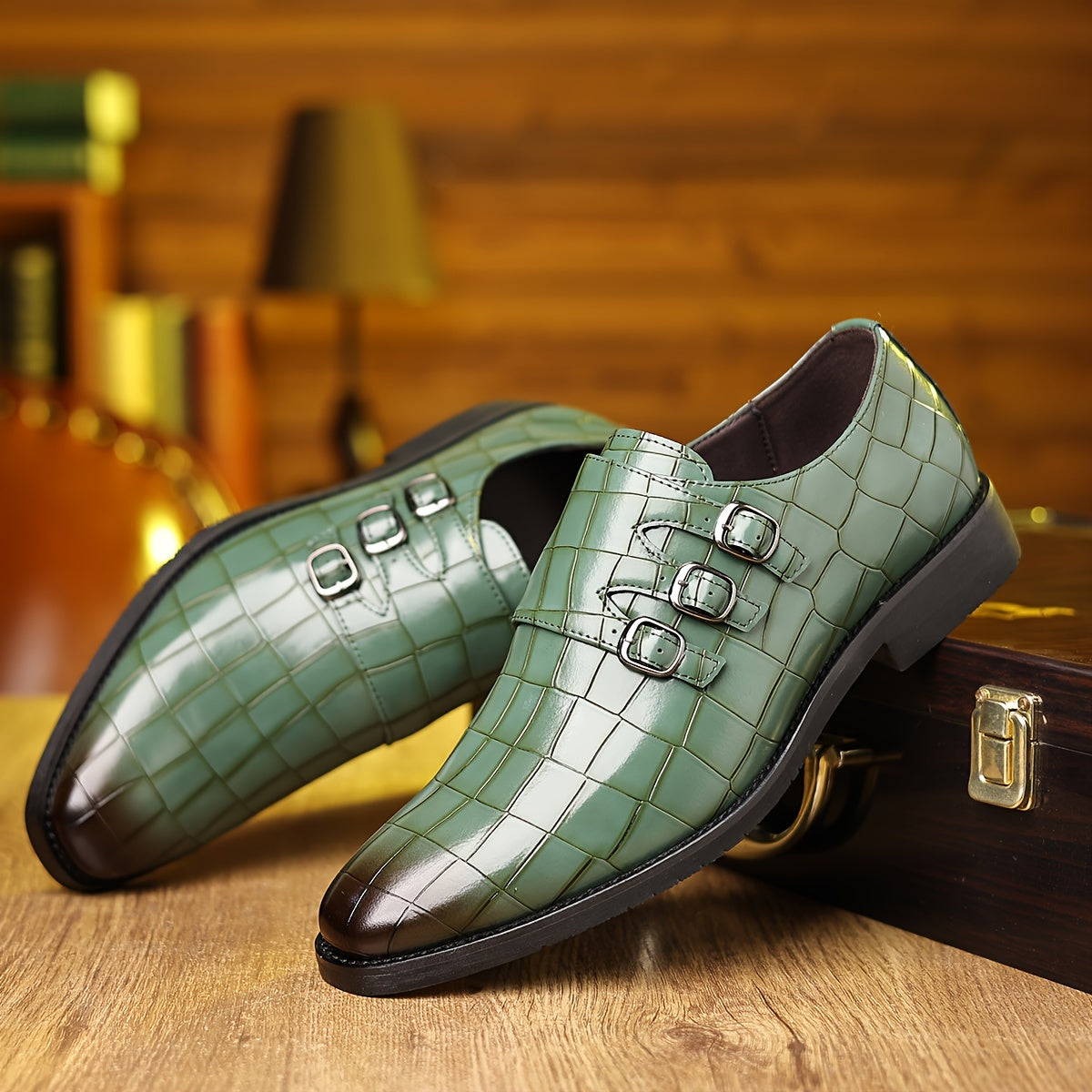 Men's Stone Textured Monk Shoes - Fashion And Elegance