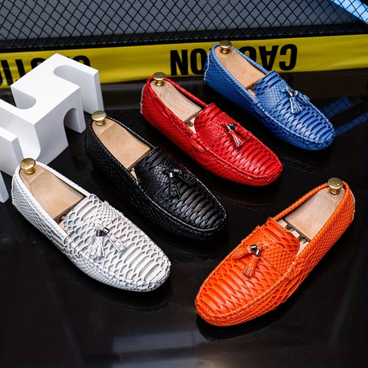 Stylish Men's Fish Scale Tassel Loafers - Non-Slip Slip-On Shoes for Casual Wear in Spring and Summer