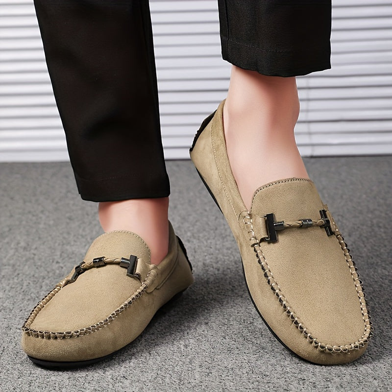 Men's Modified Horsebit Loafer Shoes, Casual Non-slip Slip On Moc Toe Shoes, Men's Driving Shoes, Spring And Summer