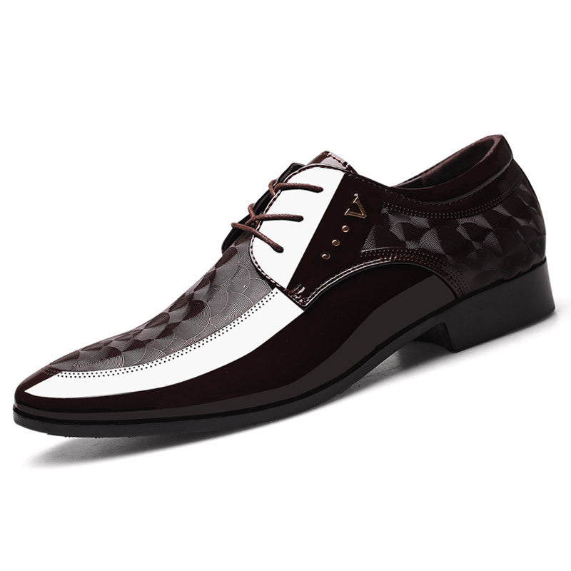 Men's Glossy Derby Shoes, Lace-up Front Dress Shoes For Men, Business Formal Wedding Black Tie Optional Events