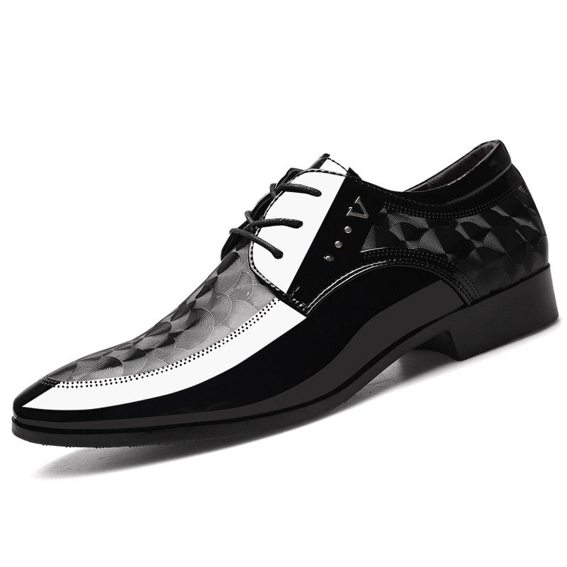 Men's Glossy Derby Shoes, Lace-up Front Dress Shoes For Men, Business Formal Wedding Black Tie Optional Events