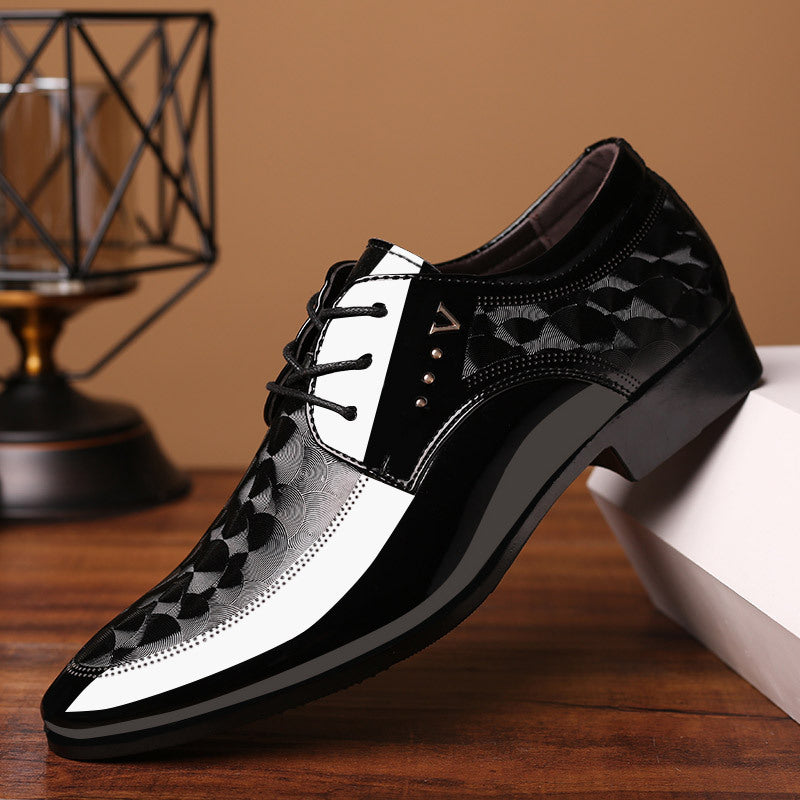 Men's Glossy Derby Shoes, Lace-up Front Dress Shoes For Men, Business Formal Wedding Black Tie Optional Events