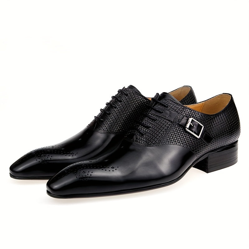 Men's Brogue Oxford Shoes, Lace-up Front Dress Shoes For Men, Business Formal White Tie, Black Tie, Black Tie Optional Wedding