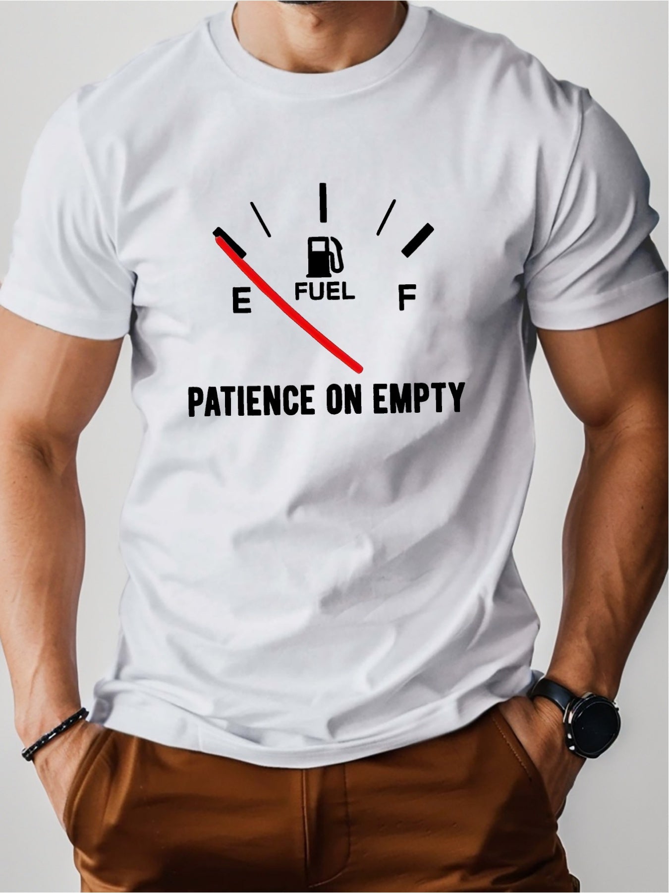 [Men's Comfort Fit Cotton Tshirt] PATIENCE ON EMPTY Pure Cotton Men's Tshirt Comfort Fit