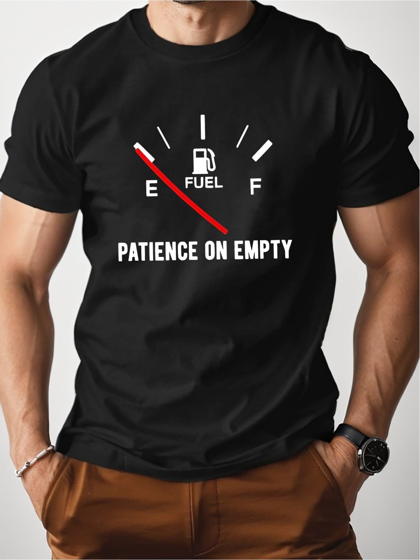 [Men's Comfort Fit Cotton Tshirt] PATIENCE ON EMPTY Pure Cotton Men's Tshirt Comfort Fit