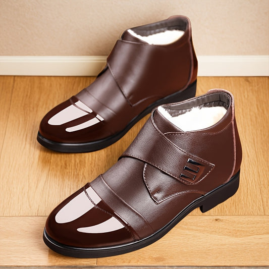 Men's Thermal Winter Shoes Boots, Business Formal Synthetic Leather Shoes