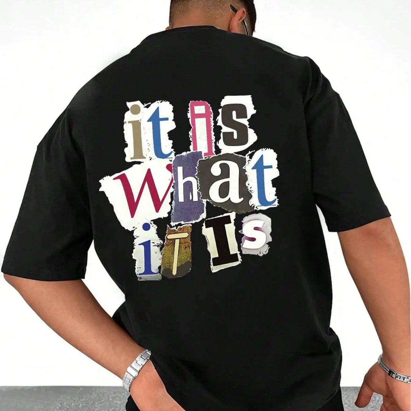 It Is What It Is Letter Graphic Men Tshirt Summer Cotton Fashion Oversized Clothes Casual Hip Hop Tops Loose Soft T-Shirt