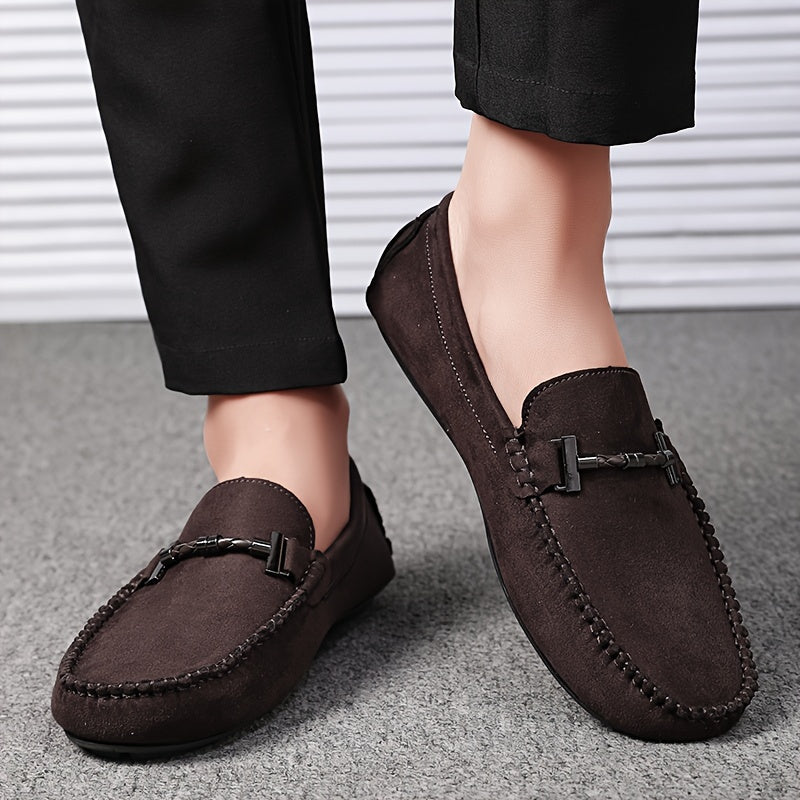 Men's Modified Horsebit Loafer Shoes, Casual Non-slip Slip On Moc Toe Shoes, Men's Driving Shoes, Spring And Summer