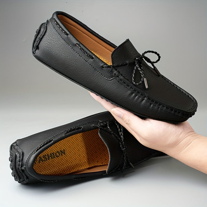 Men's Moccasin Loafer Shoes With Bowknot, Comfy Non-slip Slip On Driving Shoes, Men's Moccasin Shoes, Spring And Summer