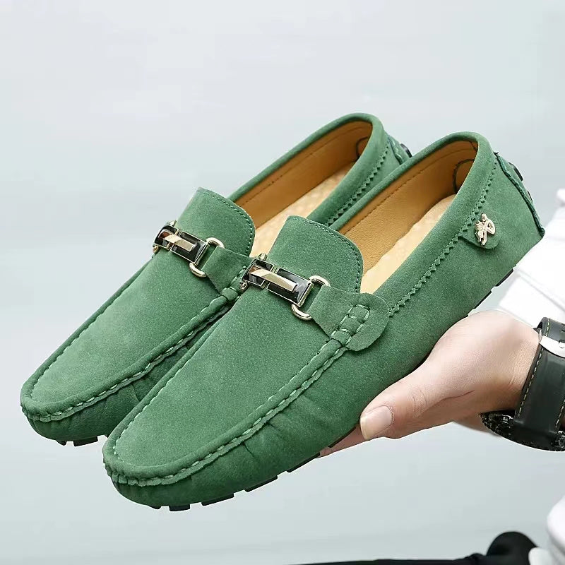 Men's Moccasin Loafer Shoes With Metallic Decor, Comfy Non-slip Slip On Shoes, Men's Shoes, Spring And Summer