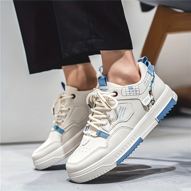Mens Trendy Patchwork Skate Shoes - Superior Grip, Ventilated Comfort - Secure Lace-up Sneakers for Everyday Style