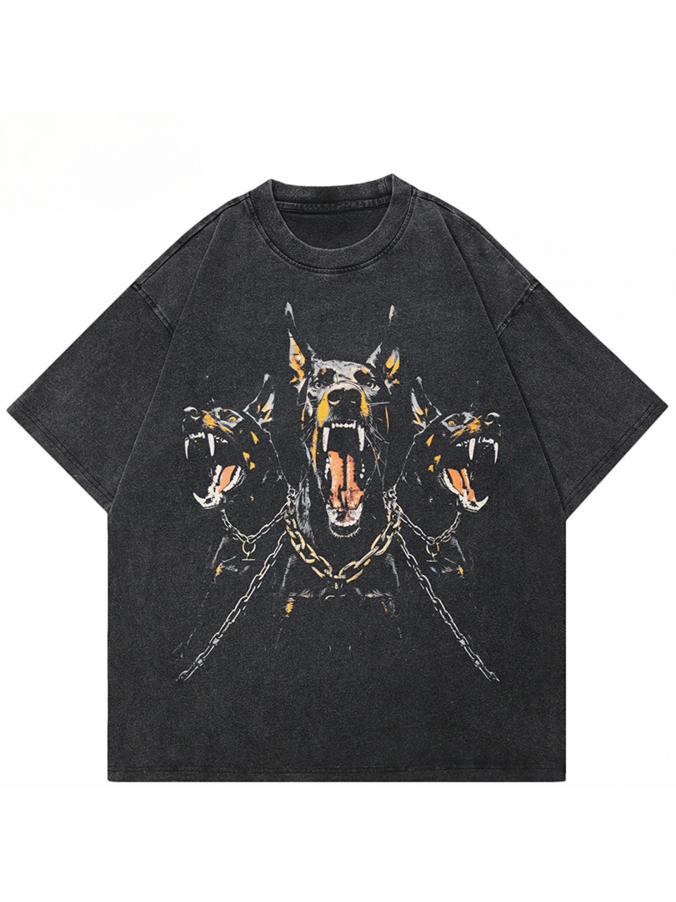 Hip Hop 2024 Vintage Washed Black T-Shirt Streetwear Graphic Doberman Dog T Shirt Cotton Hipster Men Tshirt Unisex Tops Tees Washed