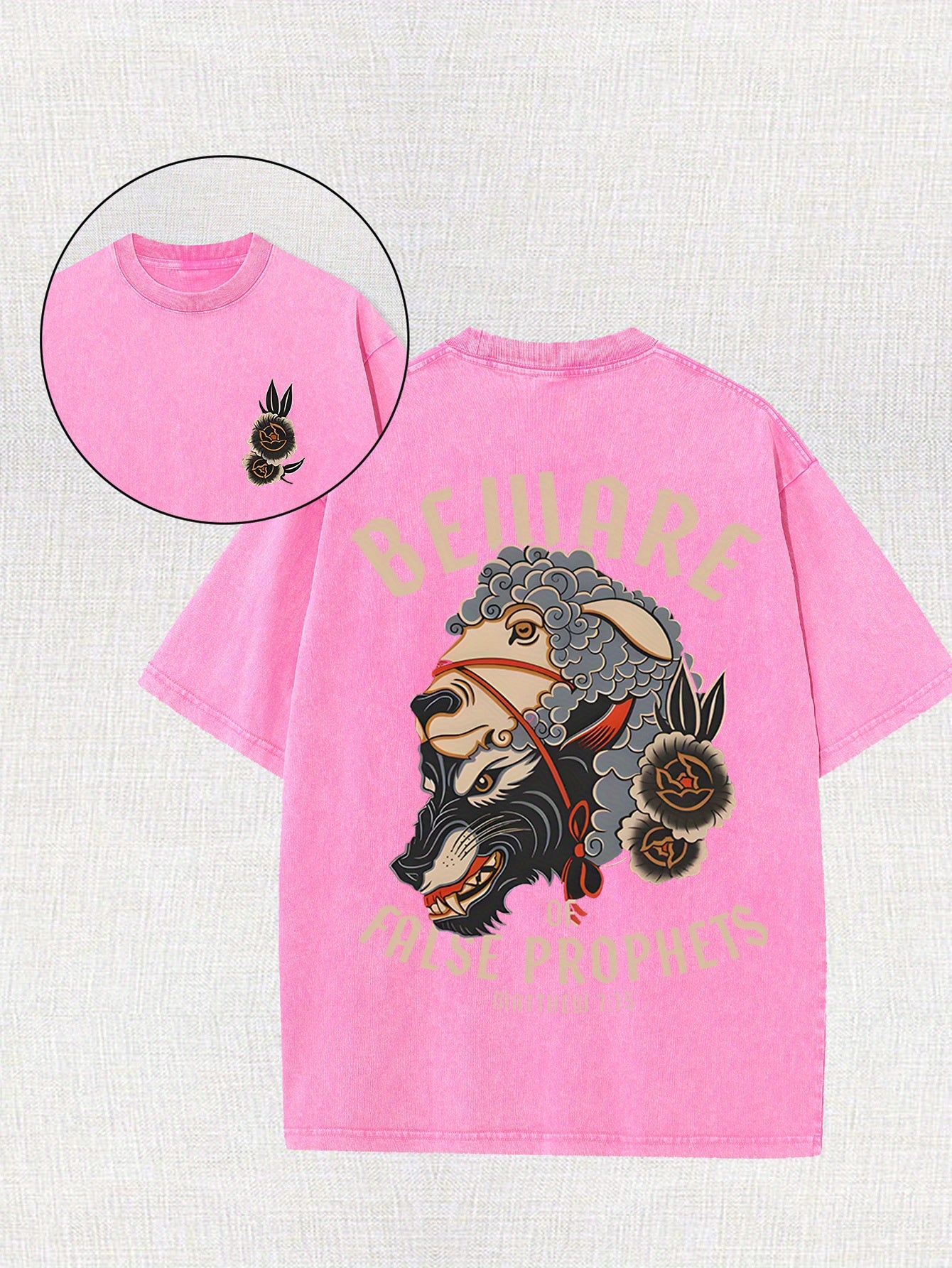 [100% Cotton Belware Tee] 100% Cotton Men's Vintage-Inspired Belware False Prophets Graphic Tee | Short Sleeve, Round Neck, 230g, Matte Finish | Casual Summer Shirt for Casual Attire, Vintage Tshirt