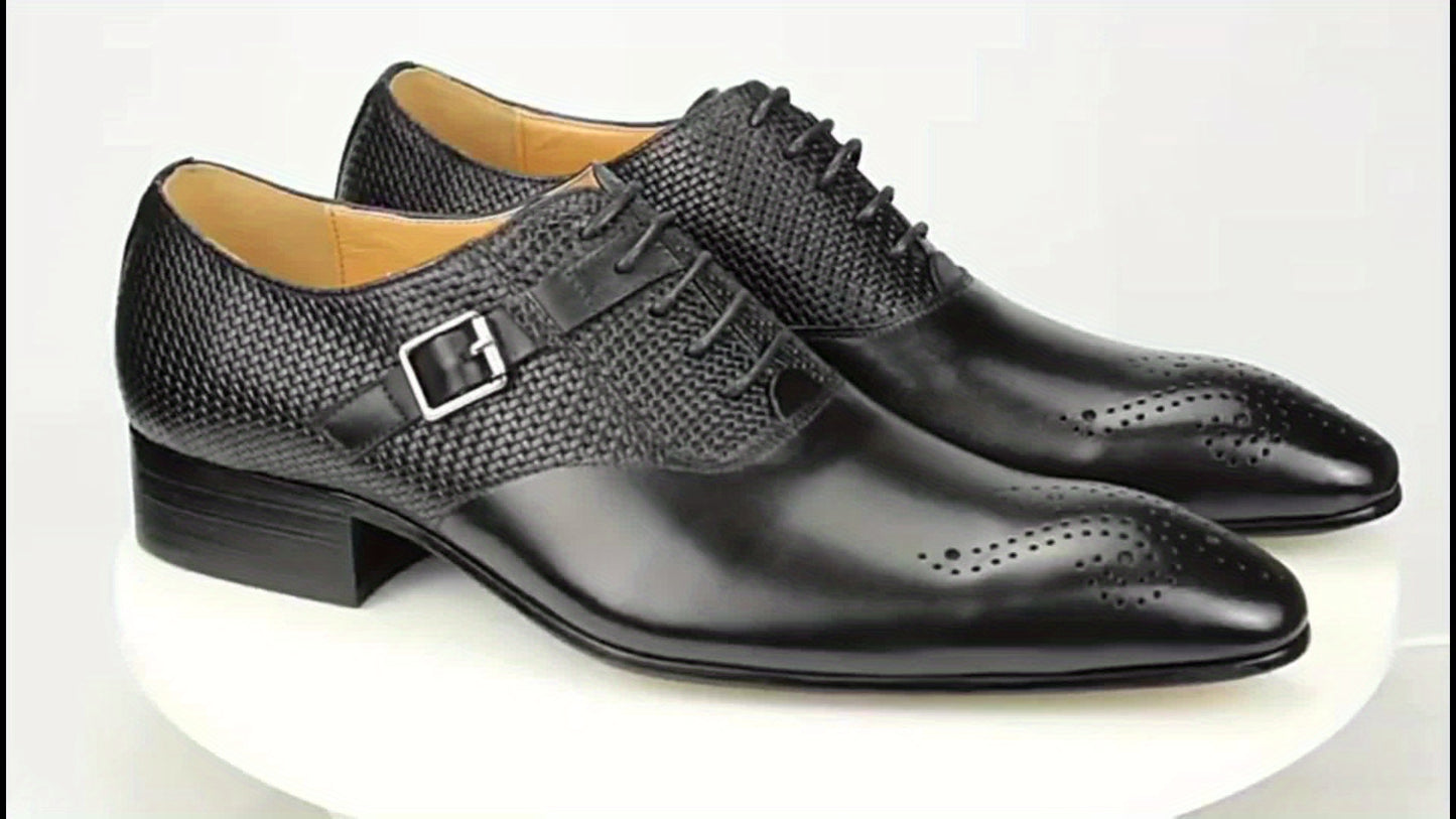 Men's Brogue Oxford Shoes, Lace-up Front Dress Shoes For Men, Business Formal White Tie, Black Tie, Black Tie Optional Wedding
