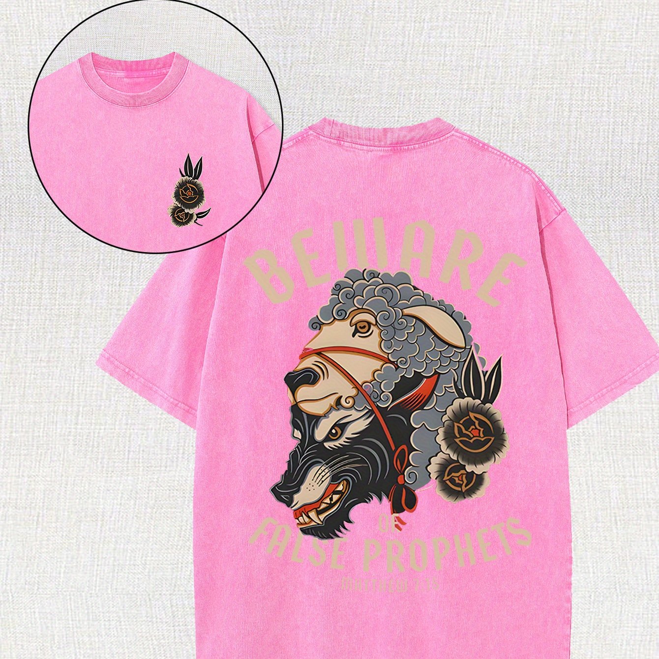 [100% Cotton Belware Tee] 100% Cotton Men's Vintage-Inspired Belware False Prophets Graphic Tee | Short Sleeve, Round Neck, 230g, Matte Finish | Casual Summer Shirt for Casual Attire, Vintage Tshirt