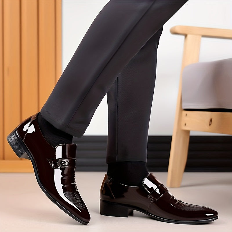 Men's Pointed Toe Slip-On Formal Shoes, Wear-resistant Non-Slip Shoes For Business