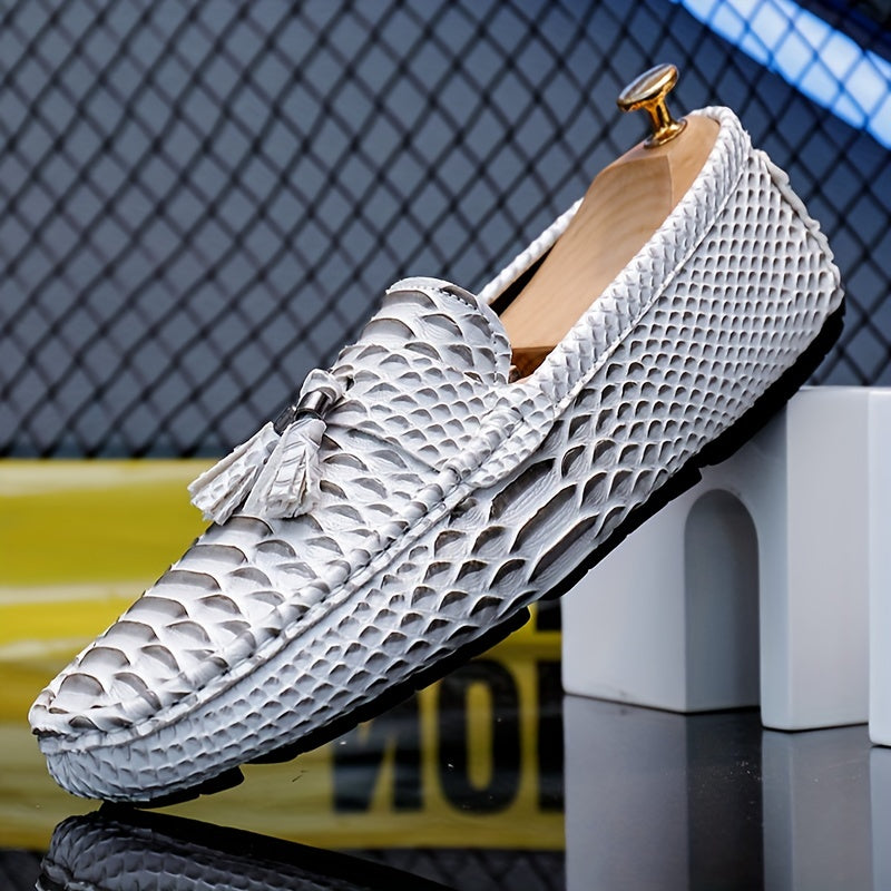 Stylish Men's Fish Scale Tassel Loafers - Non-Slip Slip-On Shoes for Casual Wear in Spring and Summer