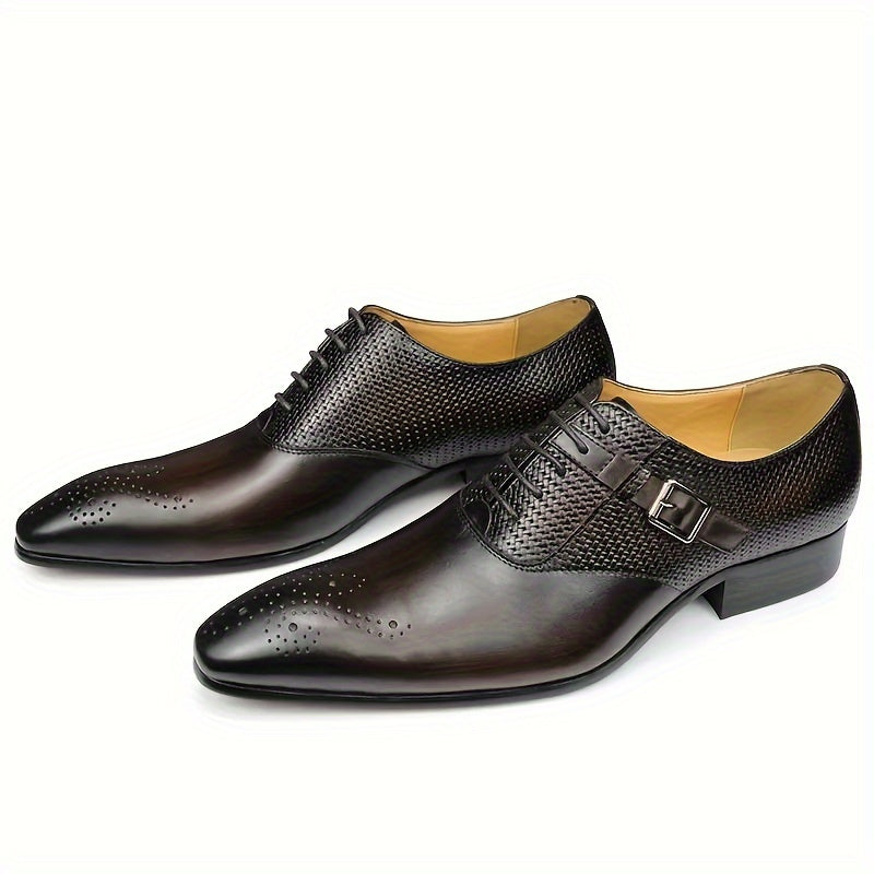 Men's Brogue Oxford Shoes, Lace-up Front Dress Shoes For Men, Business Formal White Tie, Black Tie, Black Tie Optional Wedding