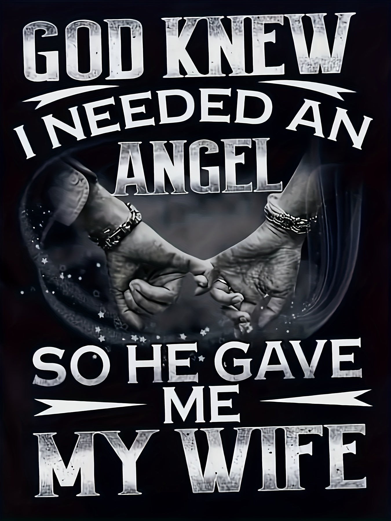 Men's Inspirational Cotton T-Shirt - "God Knew I Needed an Angel" Print, Soft & Breathable, Crew Neck, Casual Style, Perfect for All Seasons, Angel Tshirt