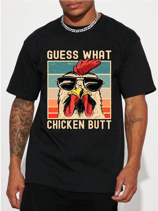 Hicken Meme Guess What Chicken Butt Casual Short Sleeve Summer Men Tshirt Cool T-shirt Gothic Hip Hop Tees B26000050