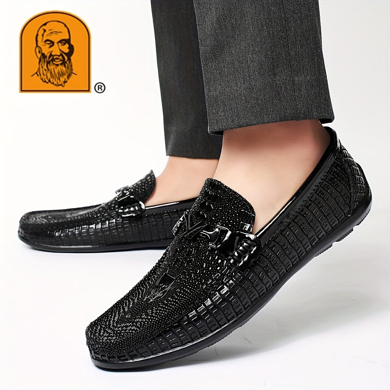 Men's Textured Moc Toe Loafer Shoes, Comfy Non-slip Slip On Shoes, Men's Shoes, Spring And Summer