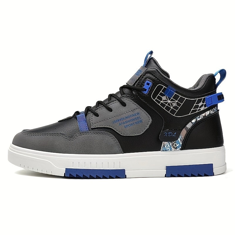 Mens Trendy Patchwork Skate Shoes - Superior Grip, Ventilated Comfort - Secure Lace-up Sneakers for Everyday Style