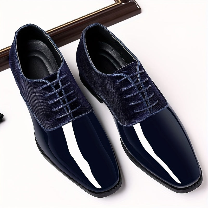 Men's Classic Derby Shoes, Solid Color Faux Pointed Toe Slip-On Business Dress Shoes for Spring/Fall/Summer - Rubber Sole