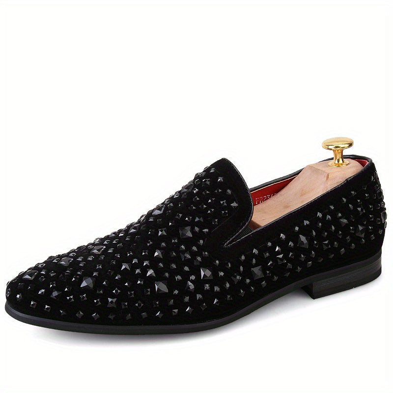 Men's Trendy Dress Shoes, Slip On Formal Rhinestone Dress Shoes