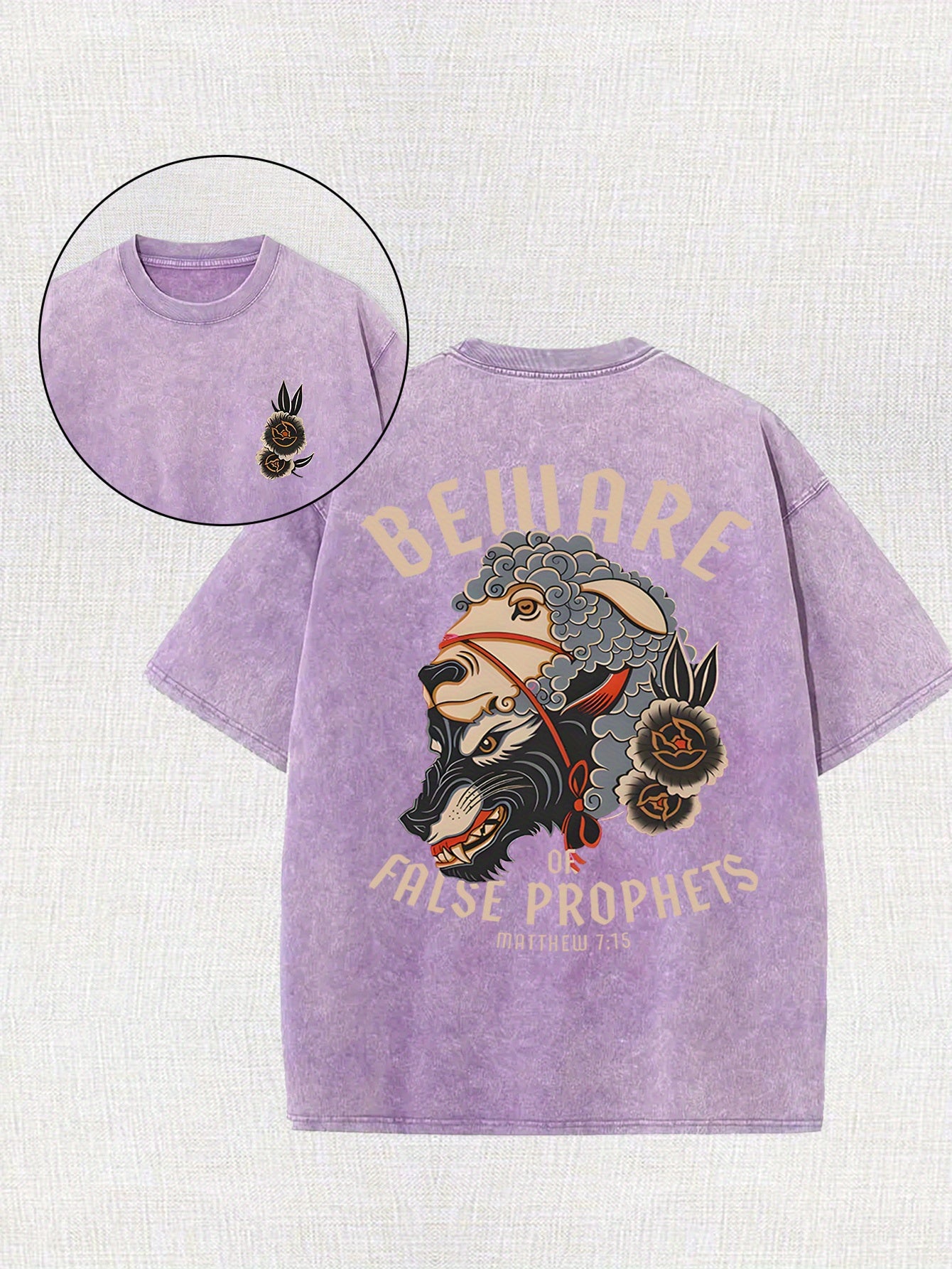 [100% Cotton Belware Tee] 100% Cotton Men's Vintage-Inspired Belware False Prophets Graphic Tee | Short Sleeve, Round Neck, 230g, Matte Finish | Casual Summer Shirt for Casual Attire, Vintage Tshirt