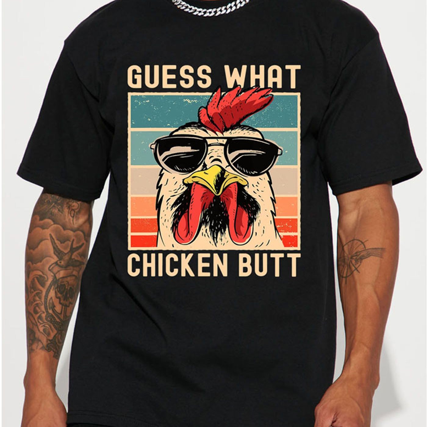 Hicken Meme Guess What Chicken Butt Casual Short Sleeve Summer Men Tshirt Cool T-shirt Gothic Hip Hop Tees B26000050