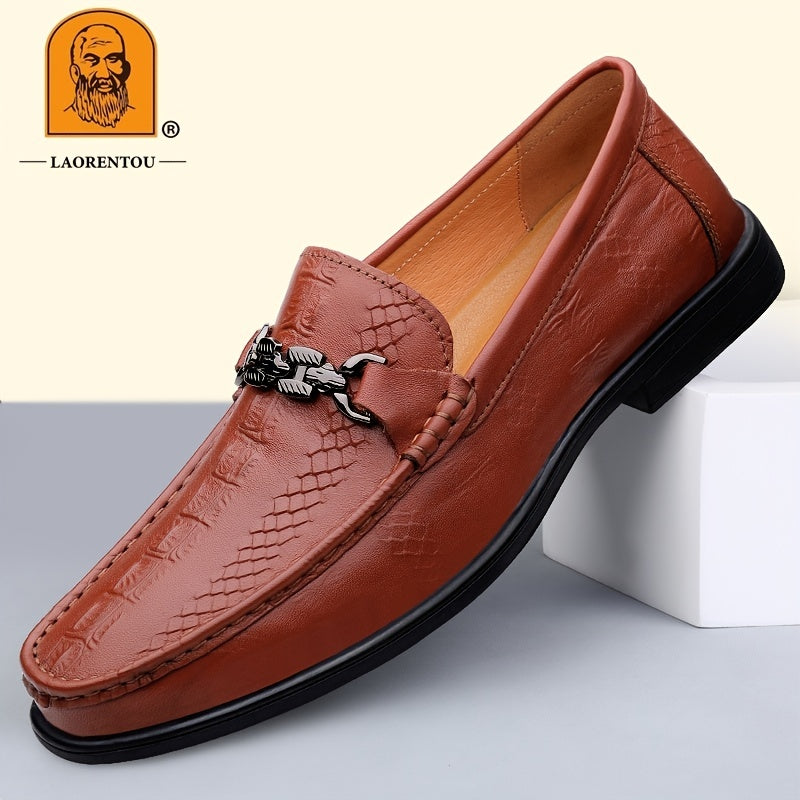 Men's Textured Moc Toe Loafer Shoes, Comfy Non-slip Slip On Shoes, Men's Shoes, Spring And Summer