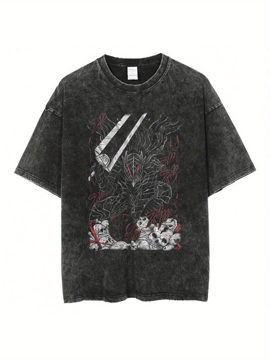 Harajuku Streetwear Men Oversize Tee Japanese Anime Graphic Print Vintage T-Shirt Summer Short Sleeve Cotton Tshirt