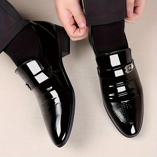 Men's Pointed Toe Slip-On Formal Shoes, Wear-resistant Non-Slip Shoes For Business