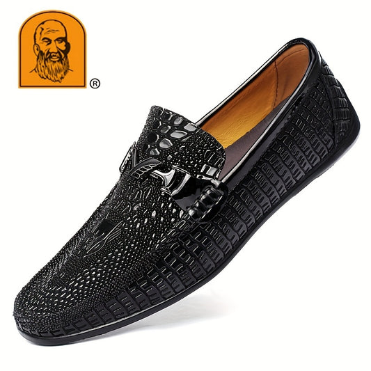 Men's Textured Moc Toe Loafer Shoes, Comfy Non-slip Slip On Shoes, Men's Shoes, Spring And Summer