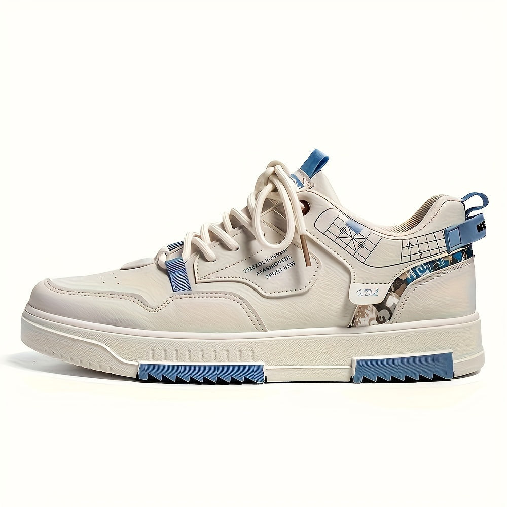Mens Trendy Patchwork Skate Shoes - Superior Grip, Ventilated Comfort - Secure Lace-up Sneakers for Everyday Style