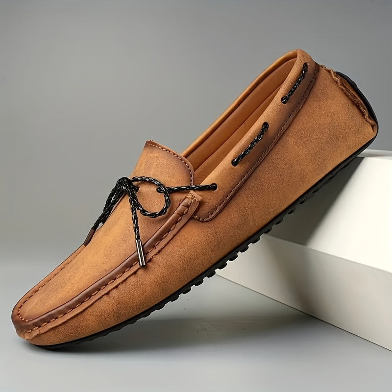 Men's Moccasin Loafer Shoes With Bowknot, Comfy Non-slip Slip On Driving Shoes, Men's Moccasin Shoes, Spring And Summer