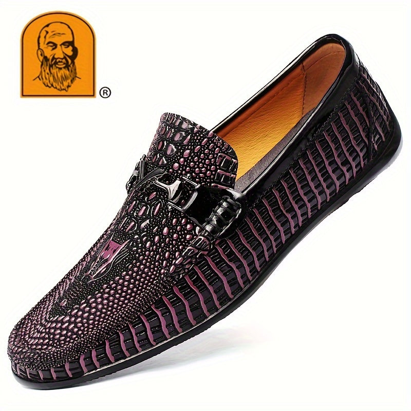 Men's Textured Moc Toe Loafer Shoes, Comfy Non-slip Slip On Shoes, Men's Shoes, Spring And Summer