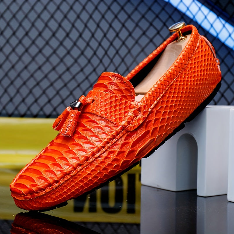 Stylish Men's Fish Scale Tassel Loafers - Non-Slip Slip-On Shoes for Casual Wear in Spring and Summer