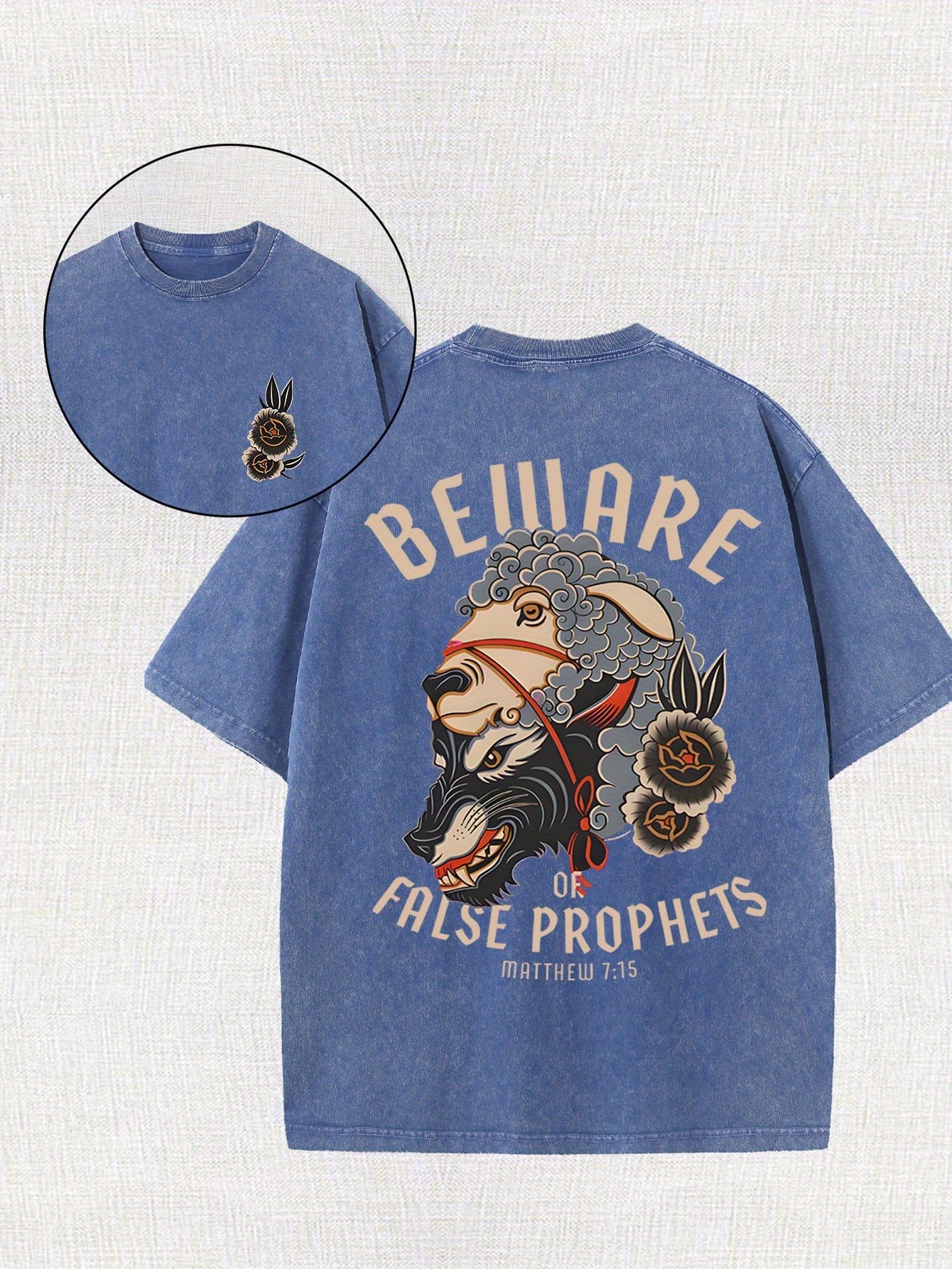 [100% Cotton Belware Tee] 100% Cotton Men's Vintage-Inspired Belware False Prophets Graphic Tee | Short Sleeve, Round Neck, 230g, Matte Finish | Casual Summer Shirt for Casual Attire, Vintage Tshirt