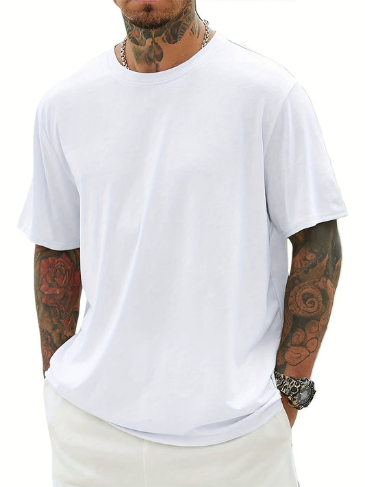 Men's 100% Cotton T-Shirt - Summer Casual Short Sleeve Crew Neck Tee, Breathable Regular Fit for Gym, Workout & Casual Attire - Solid Color Machine Washable, Everyday Tshirt | Minimalist Style | Nontransparent Fabric