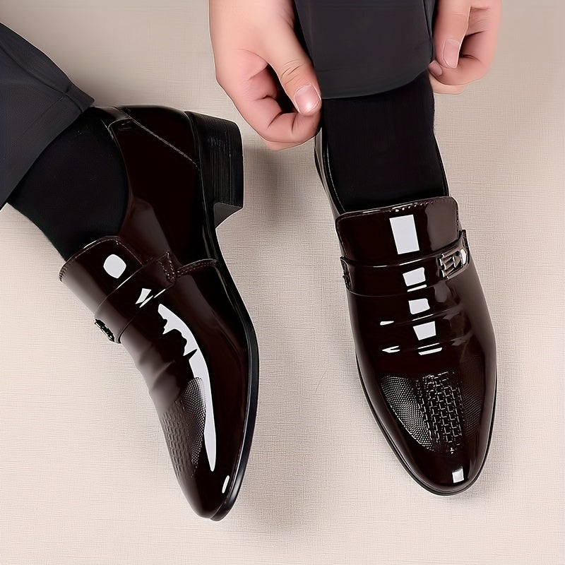 Men's Pointed Toe Slip-On Formal Shoes, Wear-resistant Non-Slip Shoes For Business