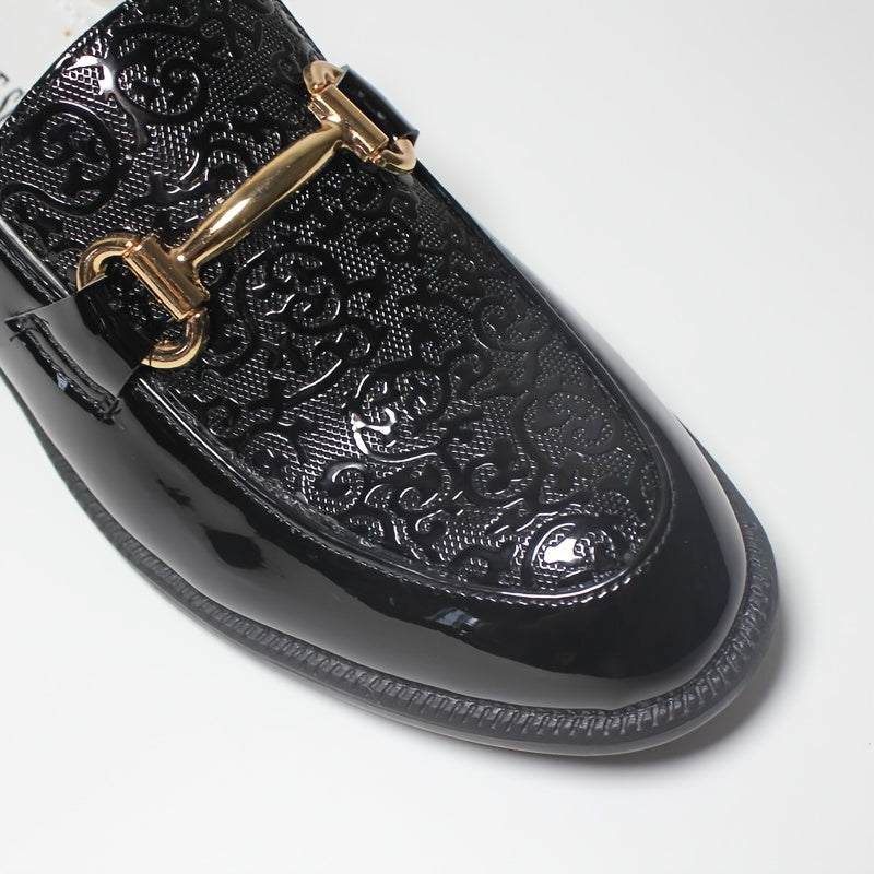 Boys' Lightweight Slip-On Shoes - Black Round Toe with Golden Buckle Straps, Breathable & Comfortable for Casual or Formal Wear, Youngsters'S Shoes, Stylish Youngsters Footwear, Durable Tpr Sole