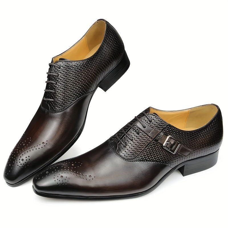 Men's Brogue Oxford Shoes, Lace-up Front Dress Shoes For Men, Business Formal White Tie, Black Tie, Black Tie Optional Wedding