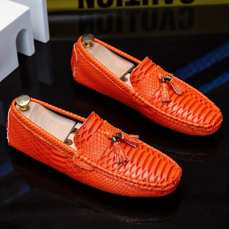 Stylish Men's Fish Scale Tassel Loafers - Non-Slip Slip-On Shoes for Casual Wear in Spring and Summer