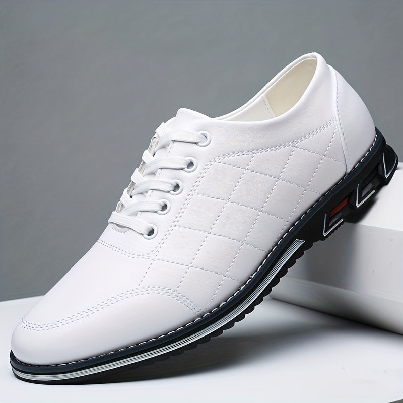 Men's Lace-up Sneakers - Casual PU Leather Walking Shoes - Comfortable And Breathable