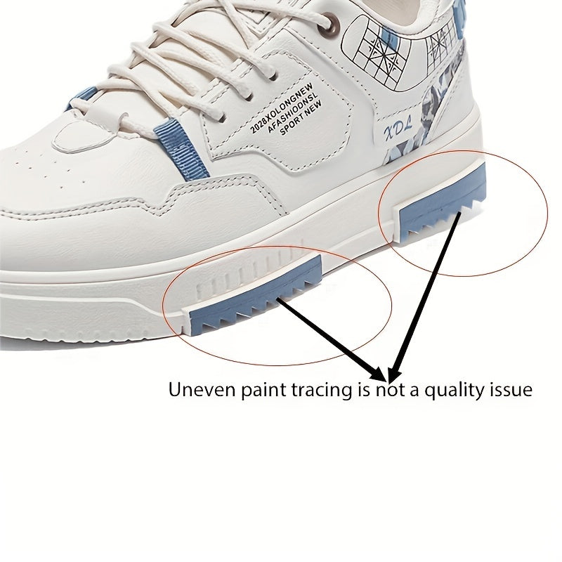 Mens Trendy Patchwork Skate Shoes - Superior Grip, Ventilated Comfort - Secure Lace-up Sneakers for Everyday Style
