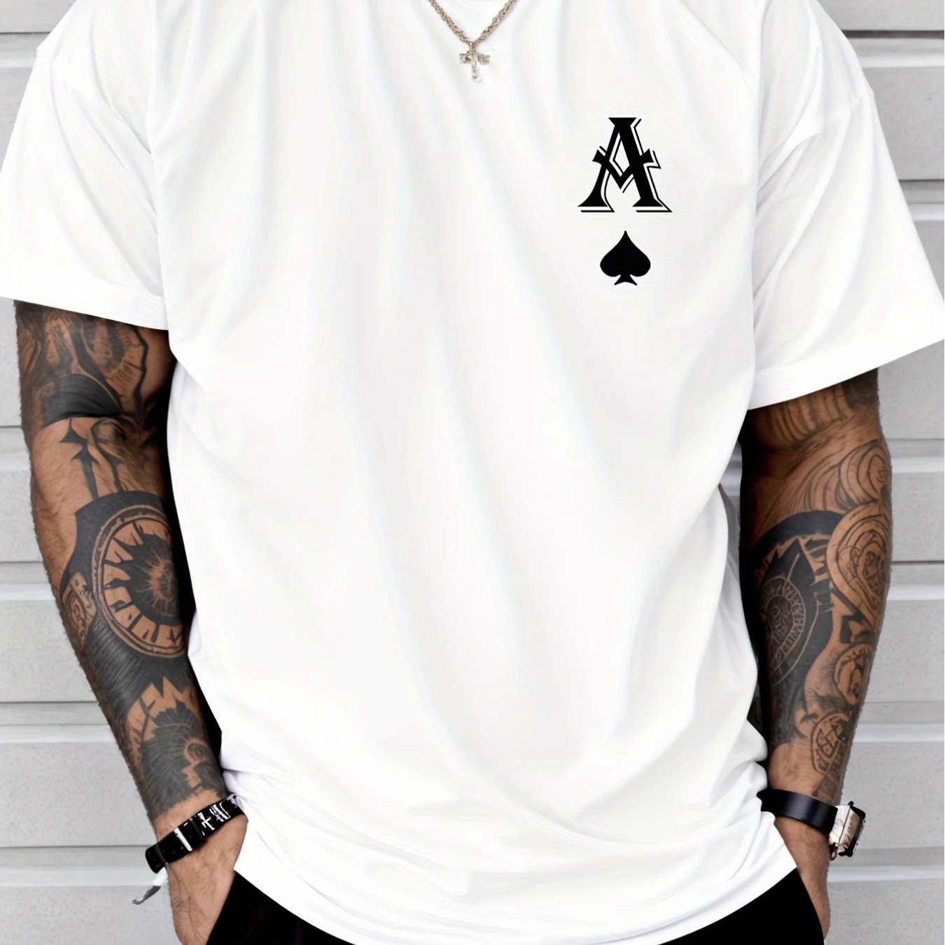 A print men's creative top, casual short sleeve crew neck Tshirt, men's clothing for summer outdoor