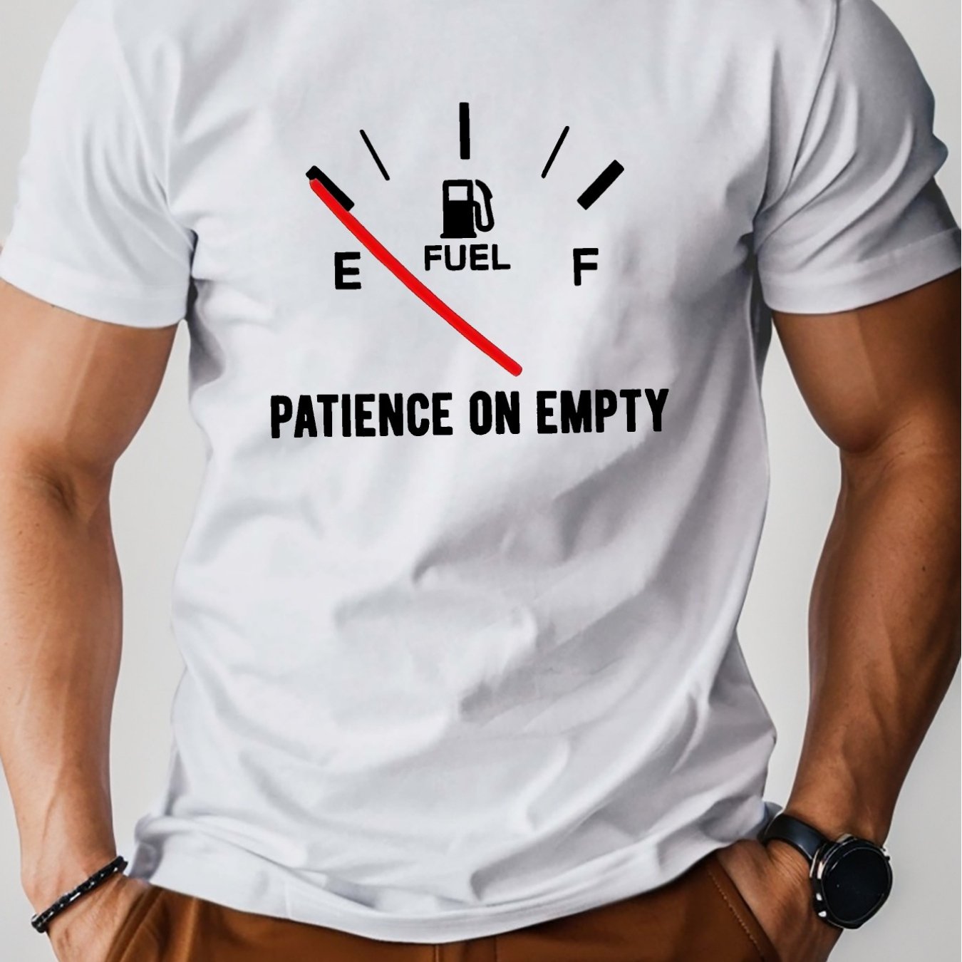 [Men's Comfort Fit Cotton Tshirt] PATIENCE ON EMPTY Pure Cotton Men's Tshirt Comfort Fit