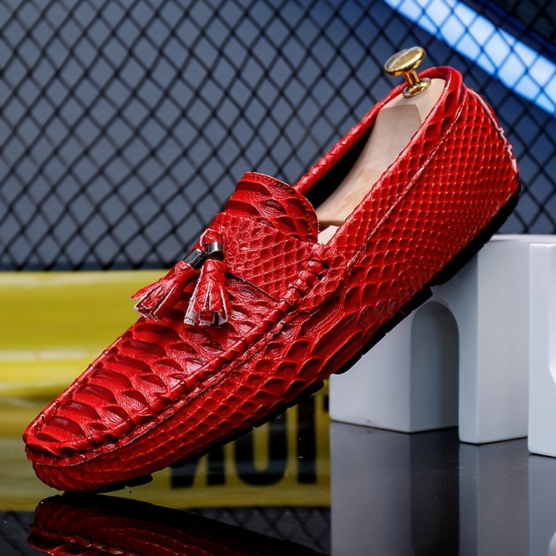 Stylish Men's Fish Scale Tassel Loafers - Non-Slip Slip-On Shoes for Casual Wear in Spring and Summer