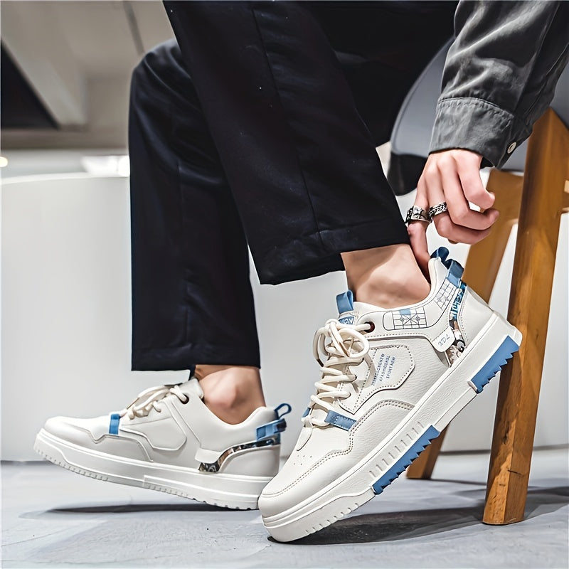 Mens Trendy Patchwork Skate Shoes - Superior Grip, Ventilated Comfort - Secure Lace-up Sneakers for Everyday Style